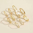 10 Pcs Boho Metallic Stackable Rings Set – Gold & Silver (Adjustable)