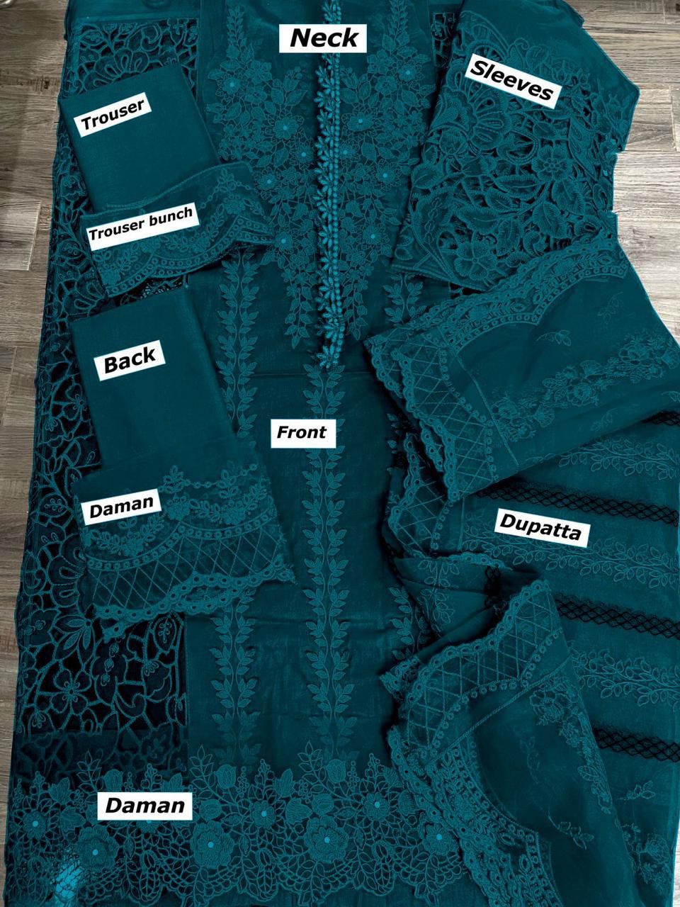 Maria Bloom Elite – Luxury Embroidered Cotton Organza 3pcs Unstitched Suit