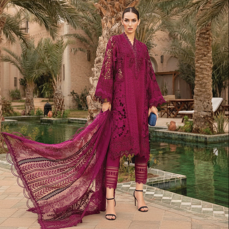Maria Bloom Elite – Luxury Embroidered Cotton Organza 3pcs Unstitched Suit