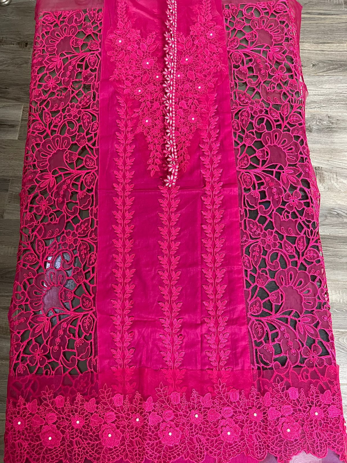 Maria Bloom Elite – Luxury Embroidered Cotton Organza 3pcs Unstitched Suit