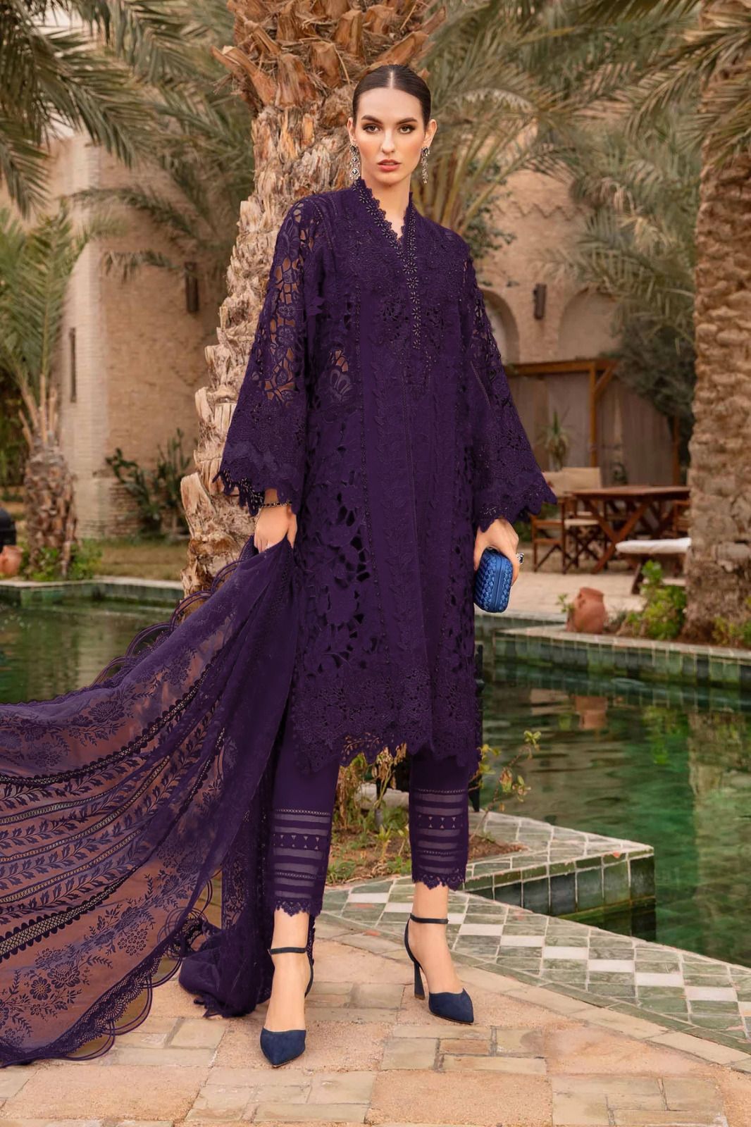 Maria Bloom Elite – Luxury Embroidered Cotton Organza 3pcs Unstitched Suit
