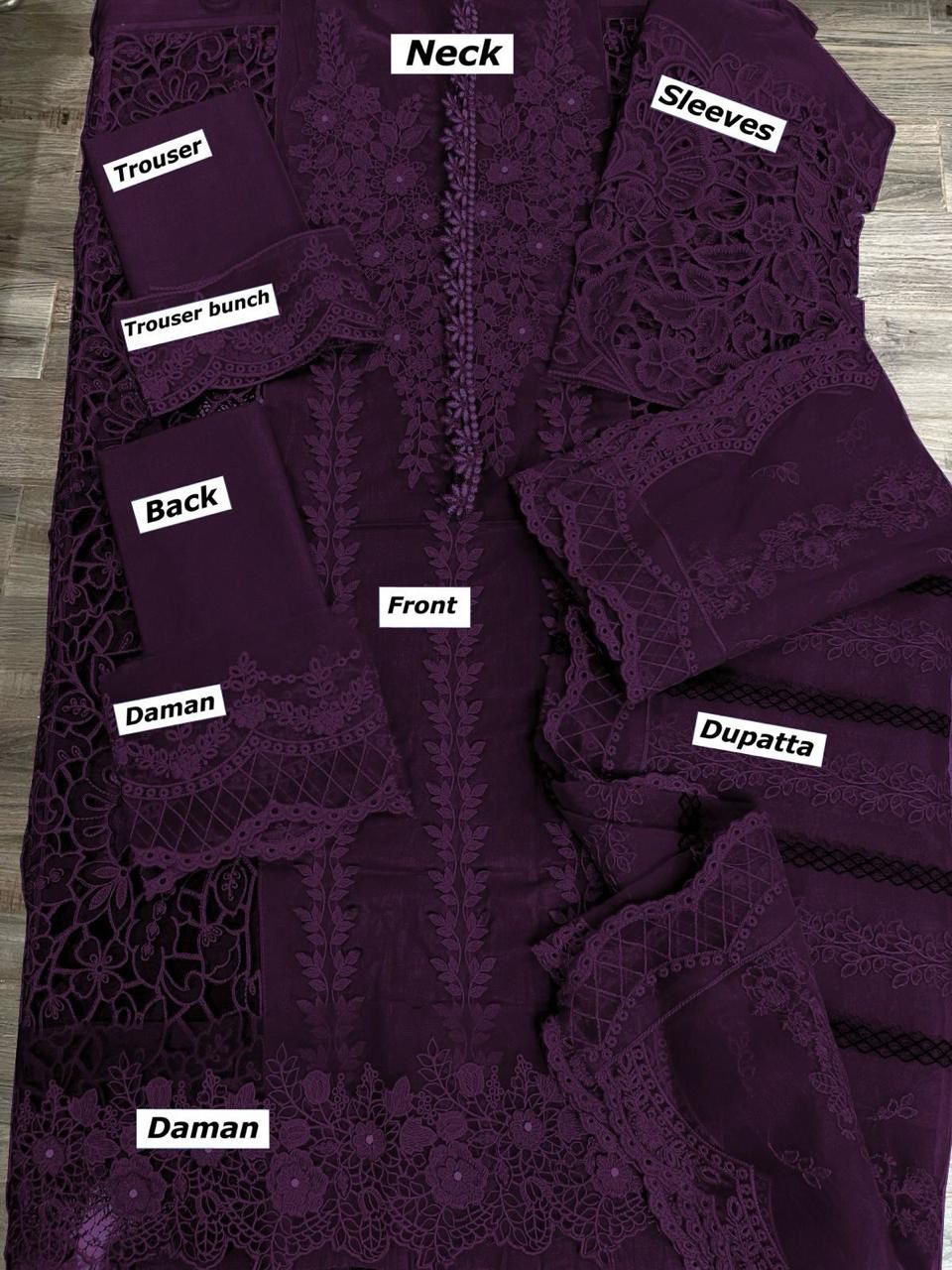 Maria Bloom Elite – Luxury Embroidered Cotton Organza 3pcs Unstitched Suit