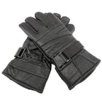 Men's Black Plain Leather Gloves - Touchscreen Compatible (Pair)