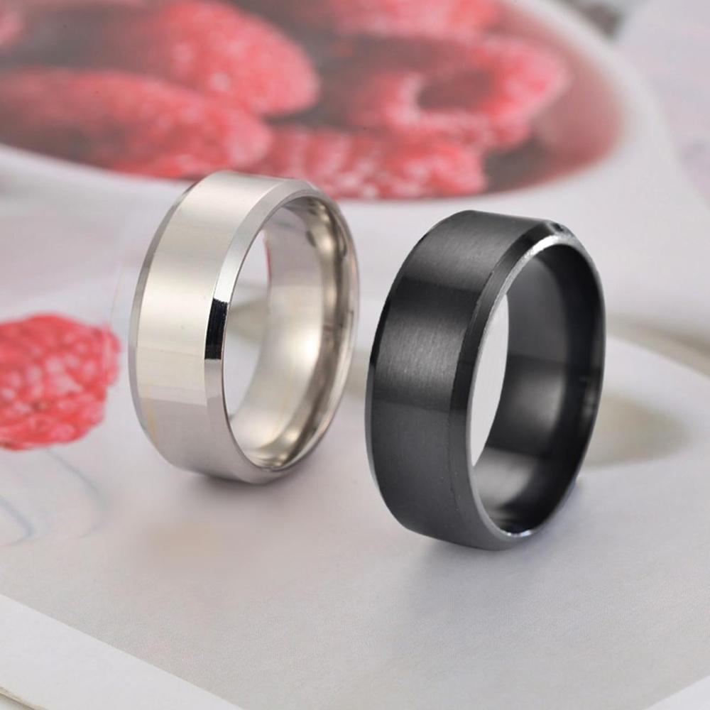 Men’s Titanium Pure Black Heavy Rings Set – Silver & Black (Pack of 2)