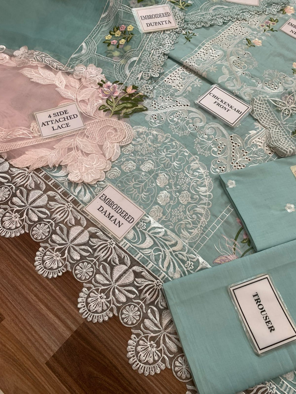 Noor-e-Elaf – Premium Chikankari 3-Piece Unstitched Cotton Organza Suit