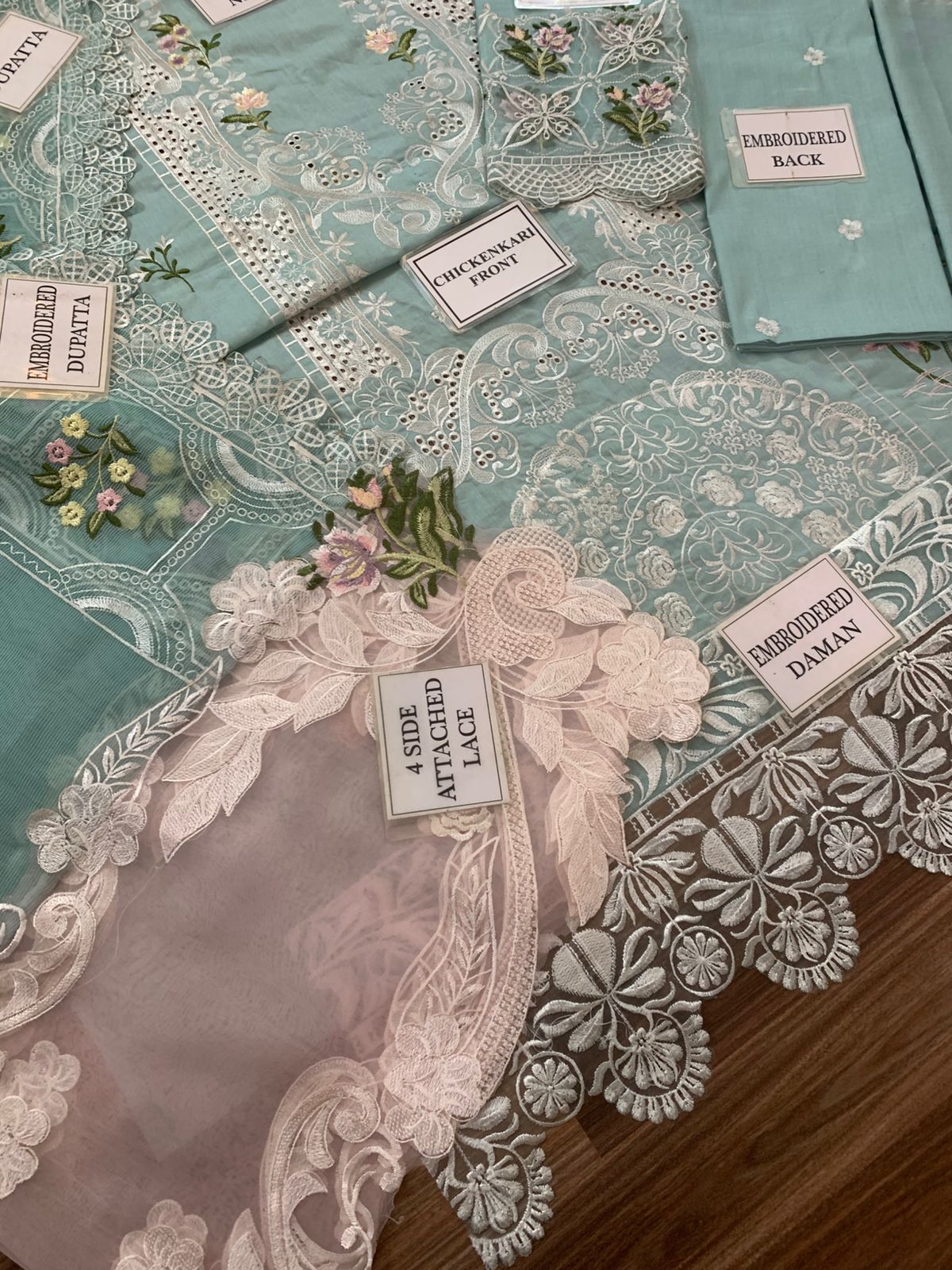 Noor-e-Elaf – Premium Chikankari 3-Piece Unstitched Cotton Organza Suit