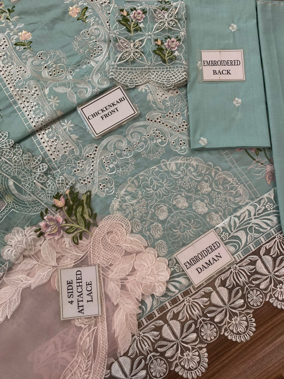 Noor-e-Elaf – Premium Chikankari 3-Piece Unstitched Cotton Organza Suit