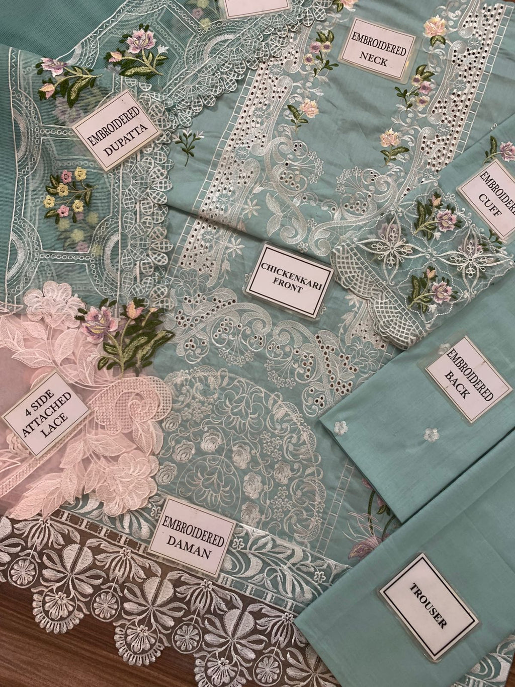 Noor-e-Elaf – Premium Chikankari 3-Piece Unstitched Cotton Organza Suit