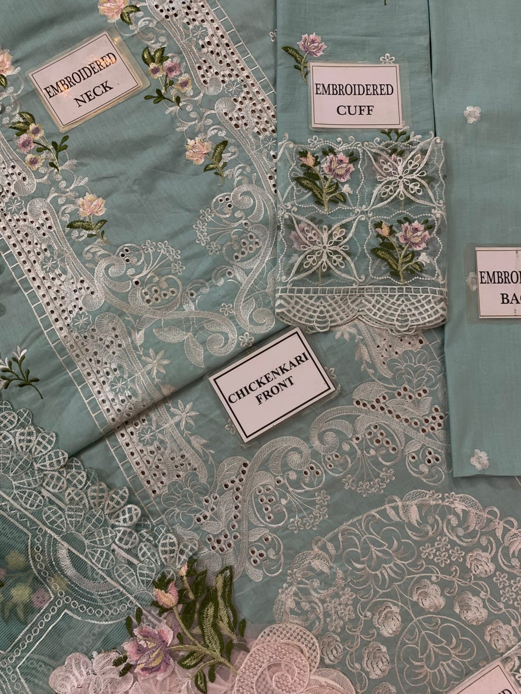 Noor-e-Elaf – Premium Chikankari 3-Piece Unstitched Cotton Organza Suit