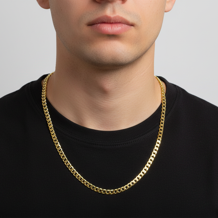 Pack of 2 Stainless Steel Cuban Thin Italian Neck Chains for Men and Boys – Gold &amp; Silver