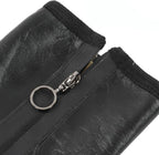 Unisex Black Leather Woolen Thermal Socks Pair (Khuffs) – Warm Fleece Lined with Zip &amp; Velcro