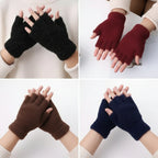 Pair of Unisex Wool Plain Fingerless Winter Gloves – Warm & Stylish