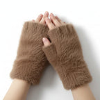 Pair of Unisex Wool Plain Fingerless Winter Gloves – Warm & Stylish
