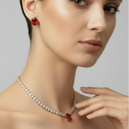 Ruby Glow Radiance Pendant & Earrings Set