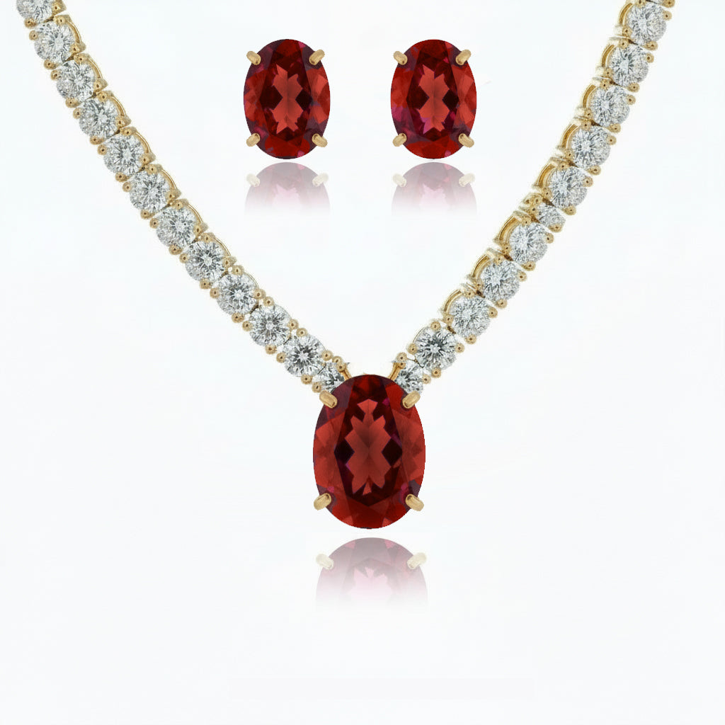 Ruby Glow Radiance Pendant & Earrings Set