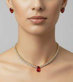 Ruby Glow Radiance Pendant & Earrings Set