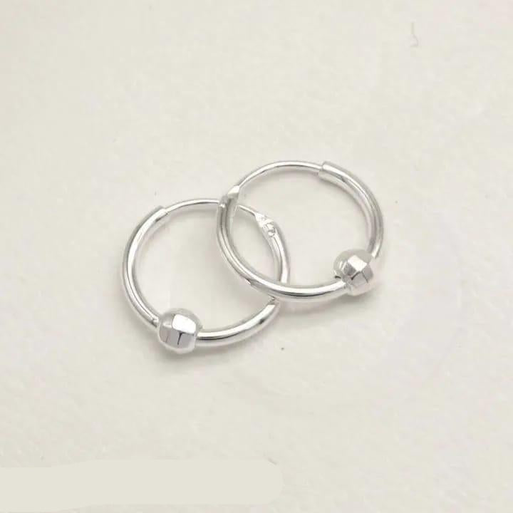 S925 Sterling Silver Italian Ball Hoop Earrings – 8mm Minimal Classic Hoops