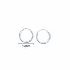 S925 Sterling Silver Plain Hoop Earrings – 10mm Minimal Classic Hoops