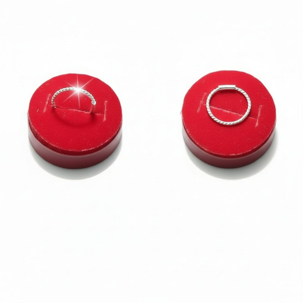 S925 Sterling Silver Twisted Nose Ring - 22K Size Zero Adjustable