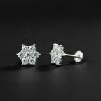 S925 Sterling Silver Flower Zircon Ear Studs