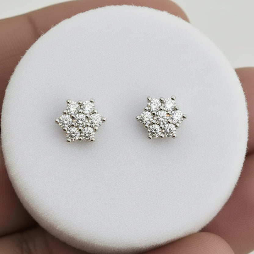 S925 Sterling Silver Flower Zircon Ear Studs