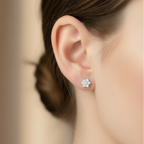S925 Sterling Silver Flower Zircon Ear Studs