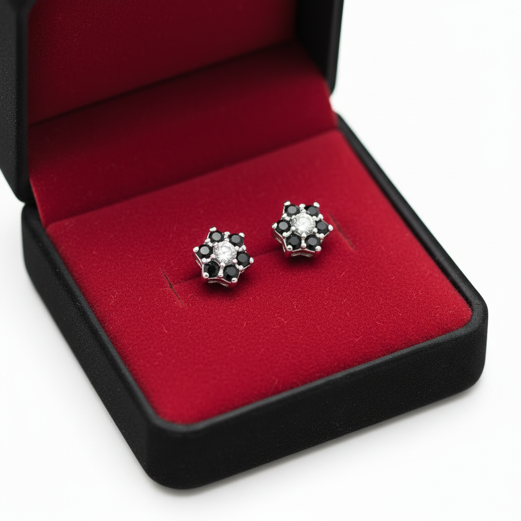 S925 Sterling Silver Flower Zircon Ear Studs