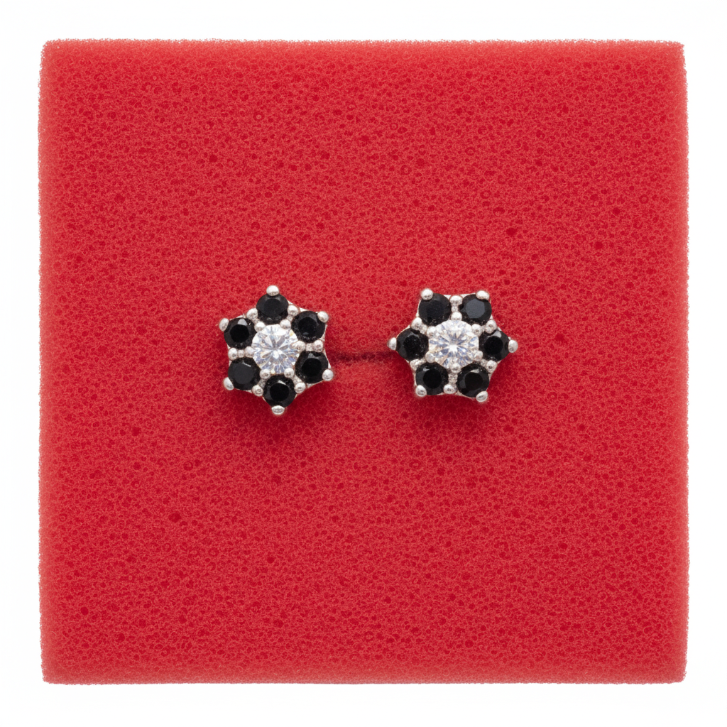 S925 Sterling Silver Flower Zircon Ear Studs