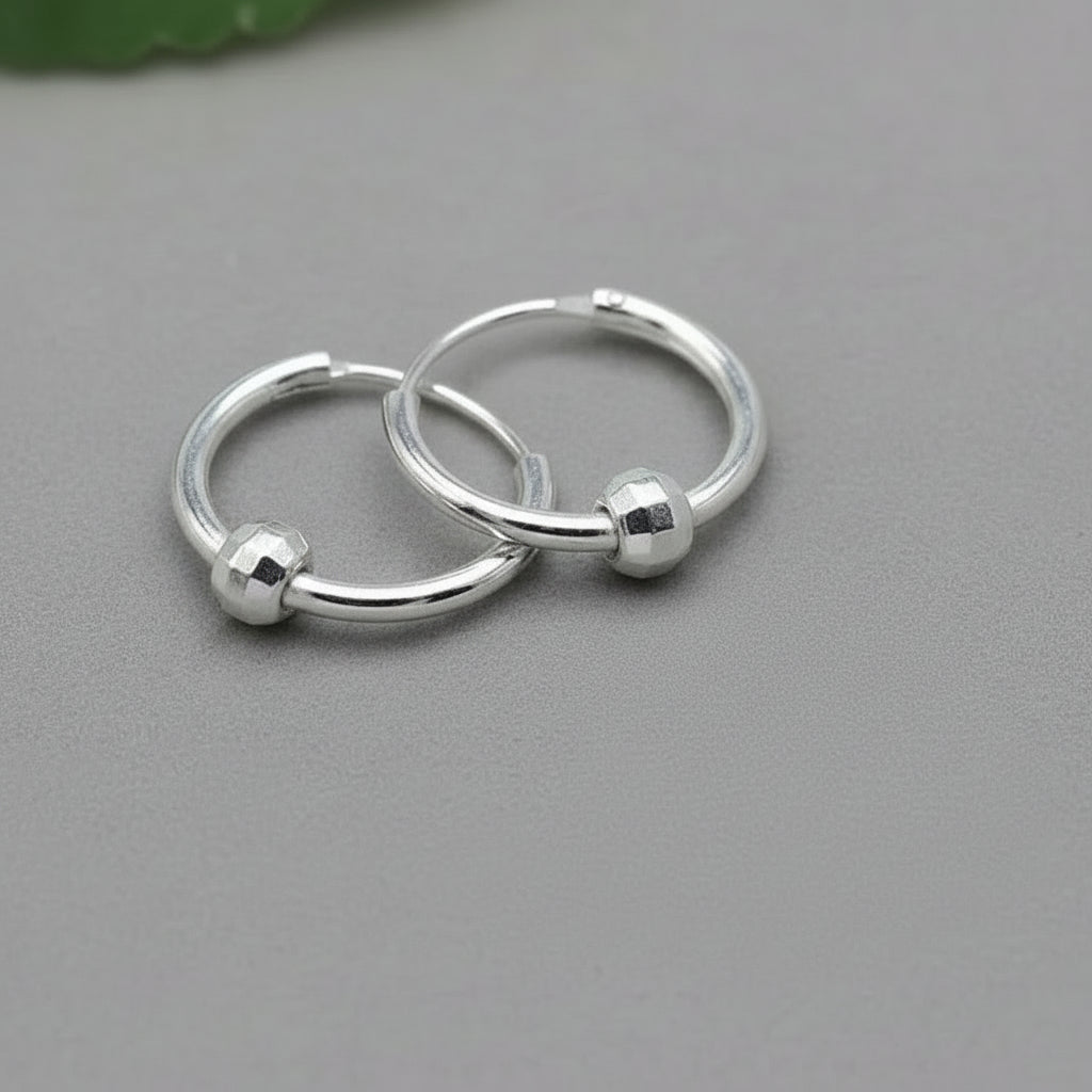S925 Sterling Silver Italian Ball Hoop Earrings – 8mm Minimal Classic Hoops