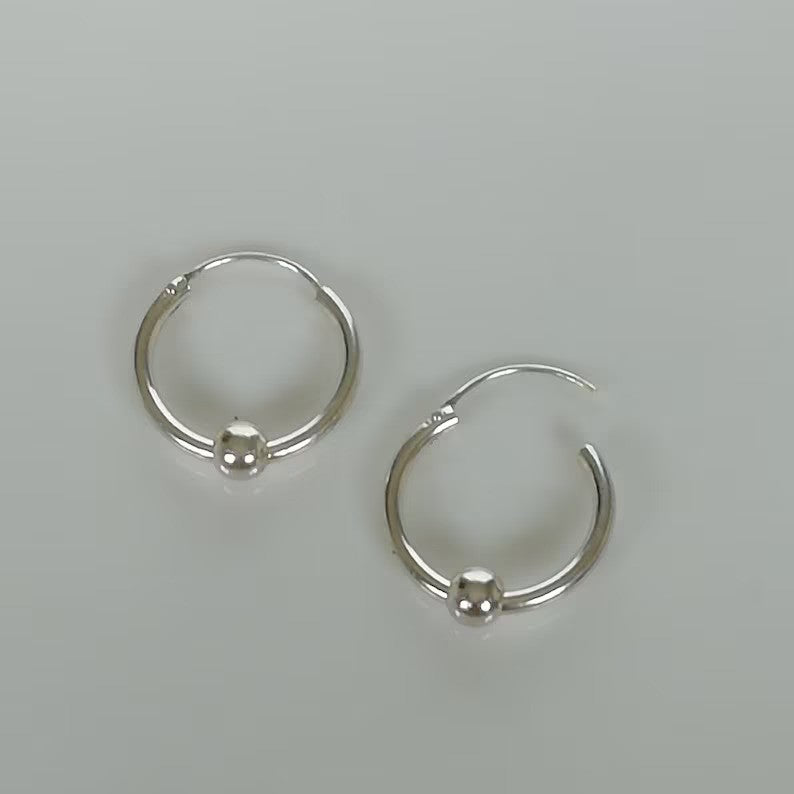 S925 Sterling Silver Italian Ball Hoop Earrings – 8mm Minimal Classic Hoops
