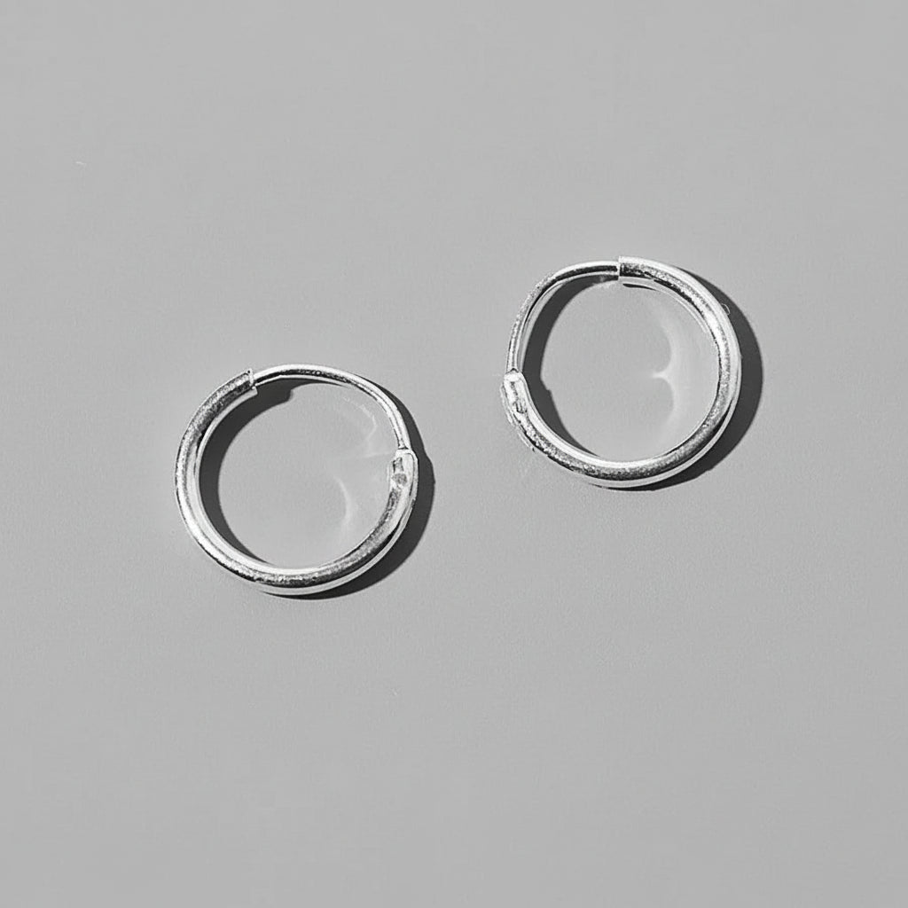 S925 Sterling Silver Plain Hoop Earrings – 10mm Minimal Classic Hoops