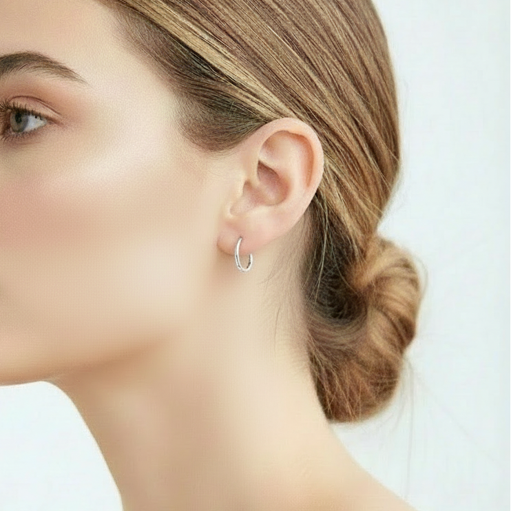 S925 Sterling Silver Plain Hoop Earrings – 10mm Minimal Classic Hoops
