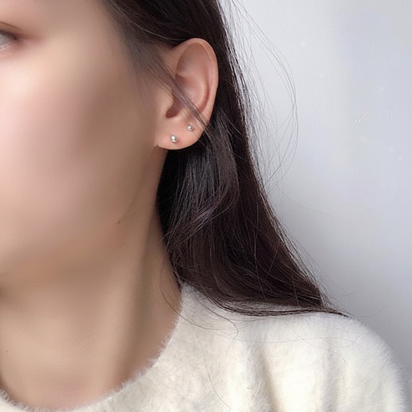 S925 Sterling Silver Round Ear Studs – 3 mm