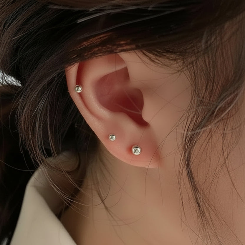 S925 Sterling Silver Round Ear Studs – 3 mm