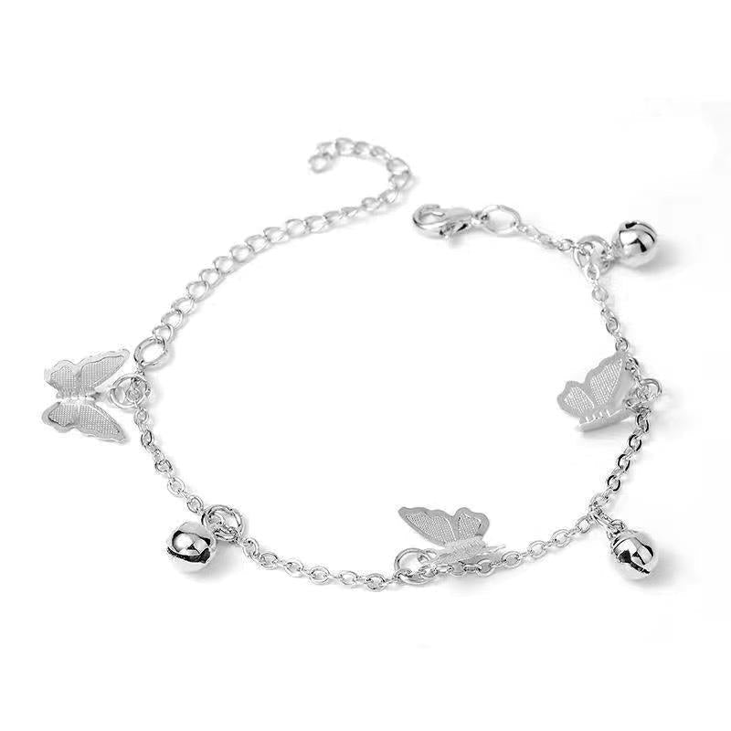 Silver Butterfly Charm Chain Bracelet (Adjustable)