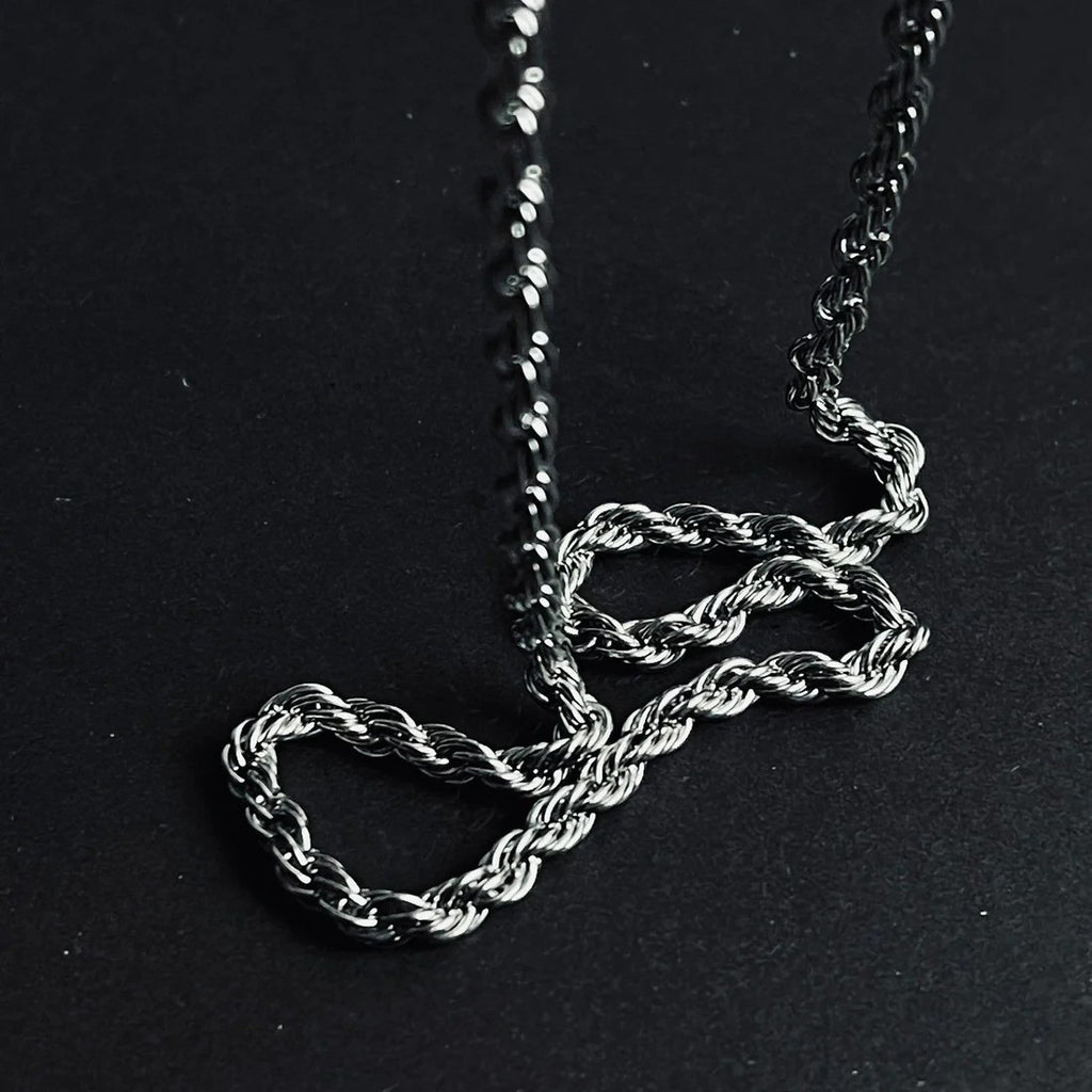 Silver Helix Rope Chain – 4 mm (316L Stainless Steel)