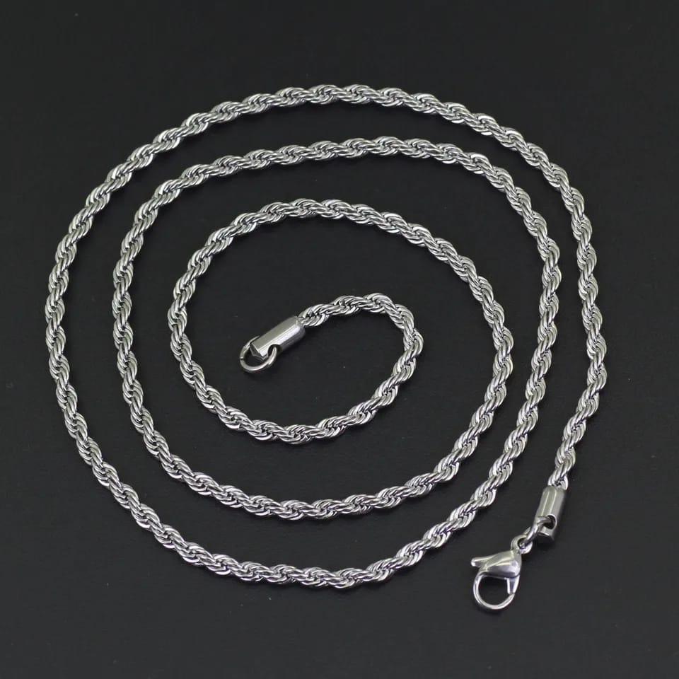 Silver Helix Rope Chain – 4 mm (316L Stainless Steel)