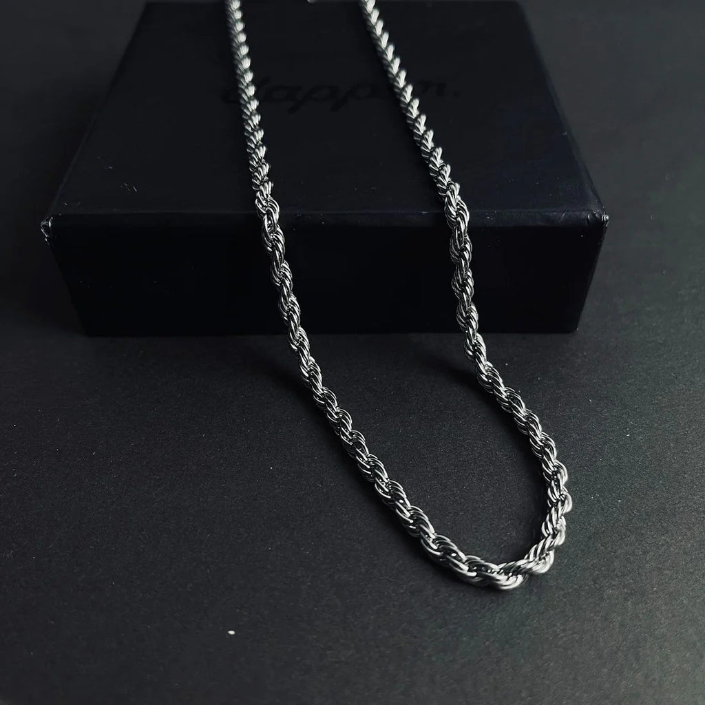 Silver Helix Rope Chain – 4 mm (316L Stainless Steel)