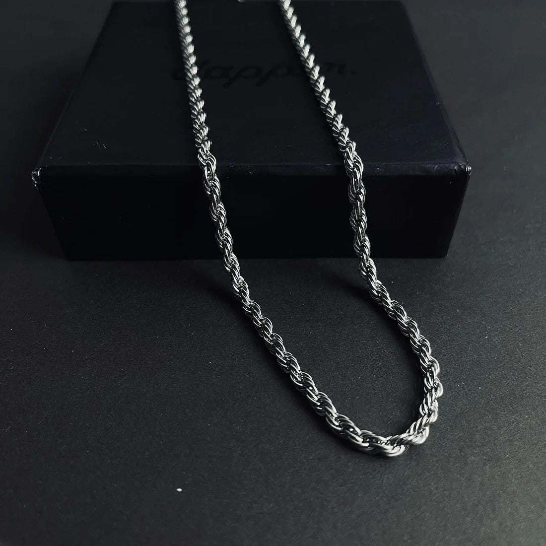 Silver Helix Rope Chain – 4 mm (316L Stainless Steel)