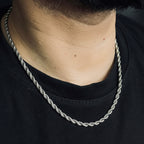 Silver Helix Rope Chain – 4 mm (316L Stainless Steel)