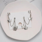 Silver Plated Butterfly Chain Ear Cuff Earrings Pair