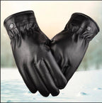 Unisex Black Plain Leather Gloves - Touchscreen Compatible (Pair)