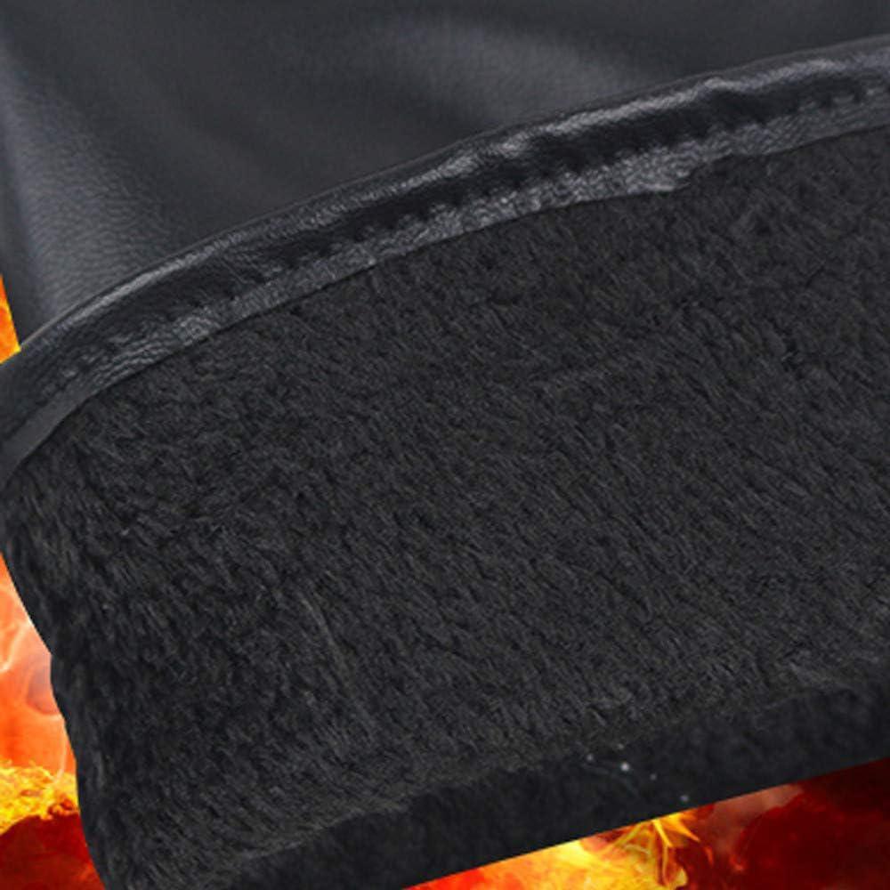 Unisex Black Plain Leather Gloves - Touchscreen Compatible (Pair)