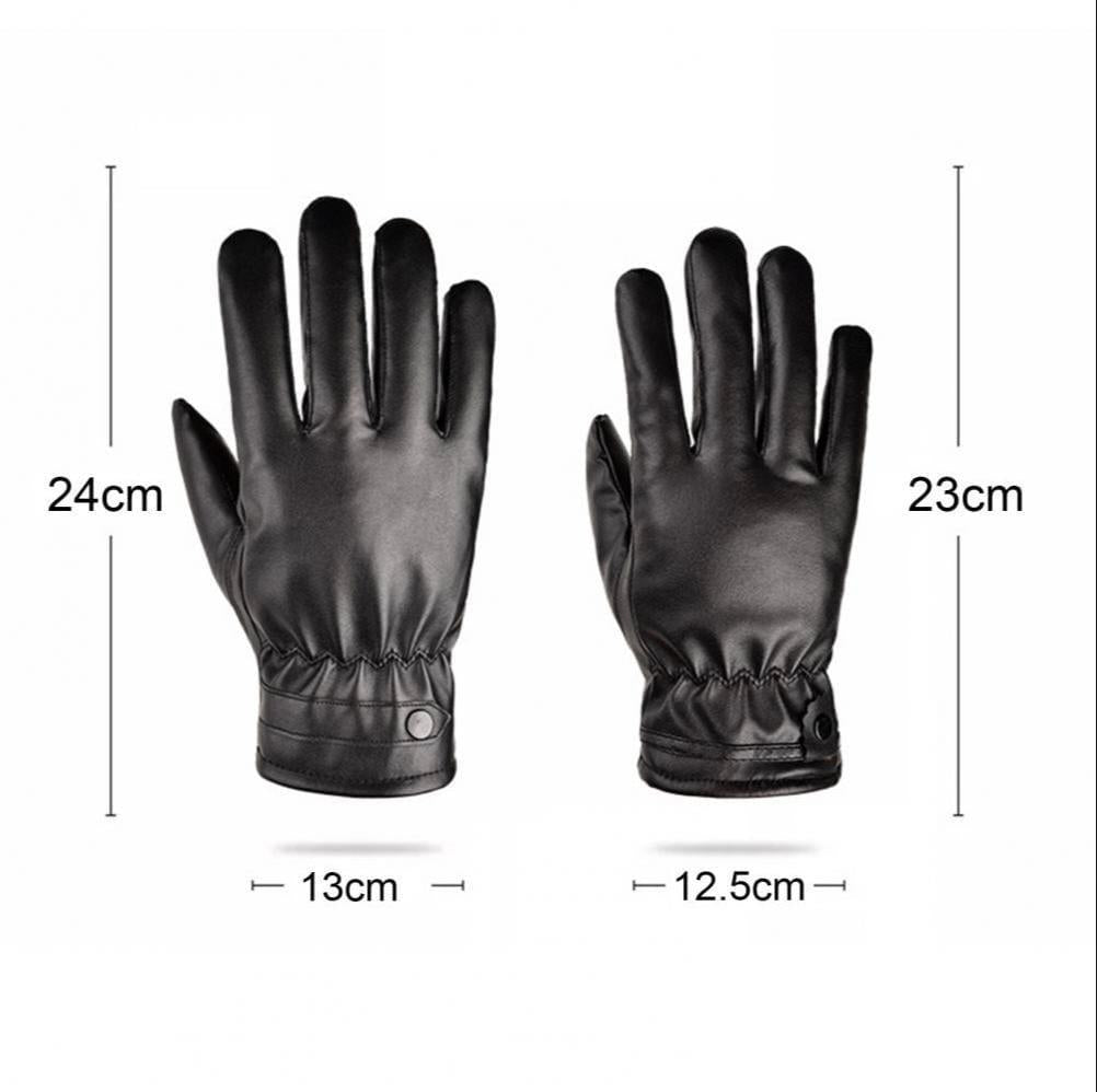 Unisex Black Plain Leather Gloves - Touchscreen Compatible (Pair)