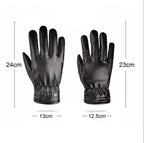 Unisex Black Plain Leather Gloves - Touchscreen Compatible (Pair)