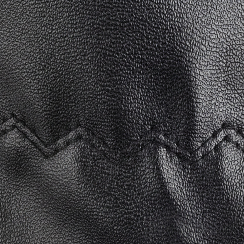 Unisex Black Plain Leather Gloves - Touchscreen Compatible (Pair)