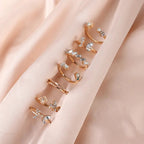 Vintage Crystal Butterfly & Flower Ring Set – 7 Pcs (Adjustable)