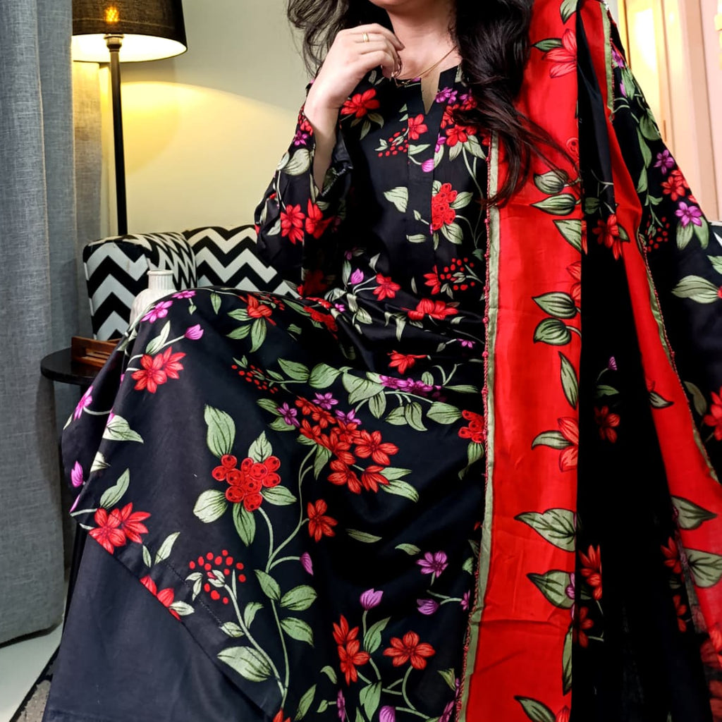 Zaman Pure Lawn Summer Collection – Rose Bloom Stitched 3Pc Suit