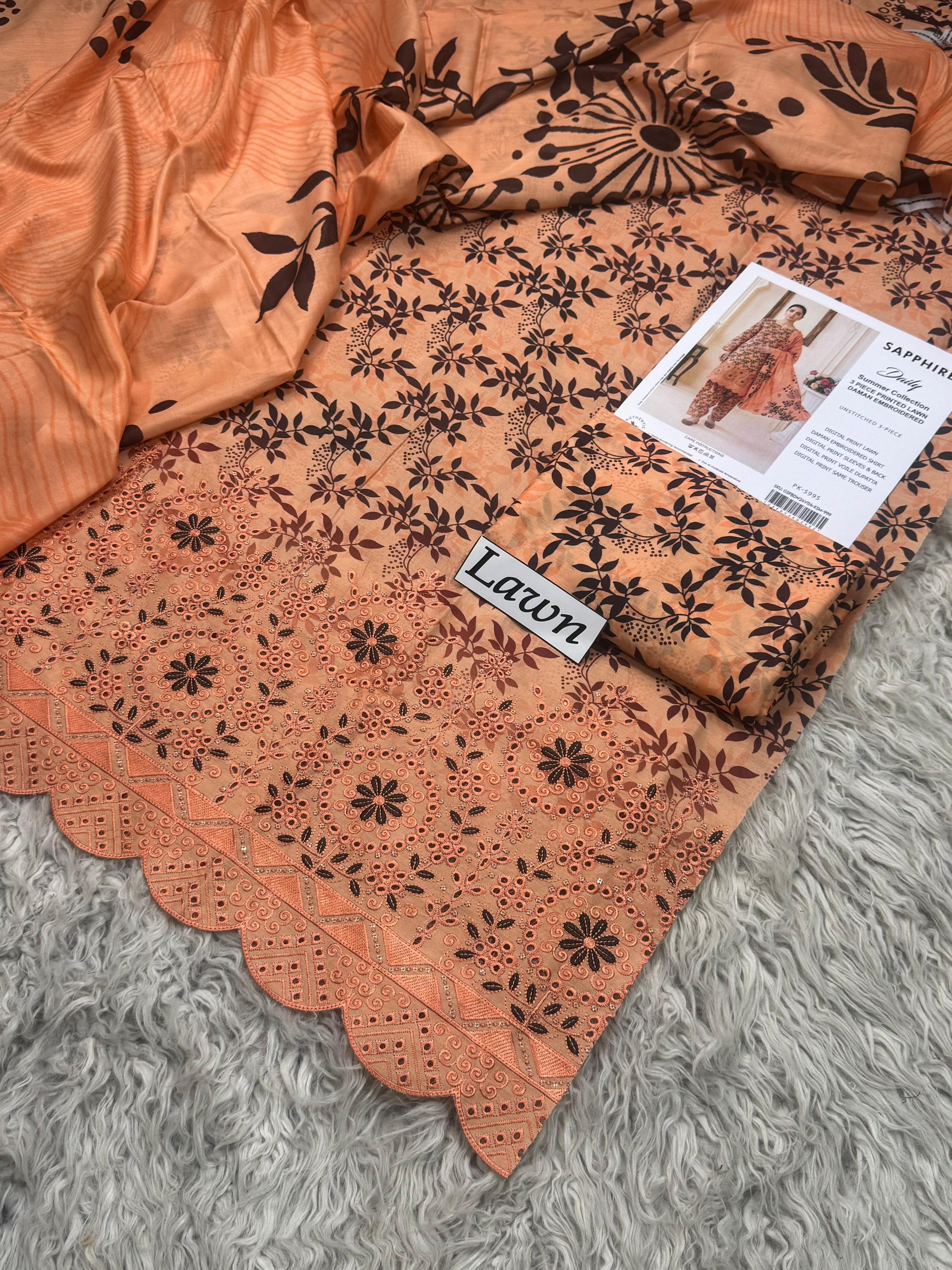 Sunset Noor Lawn 3PC Unstitched Suit – Summer Festive Collection