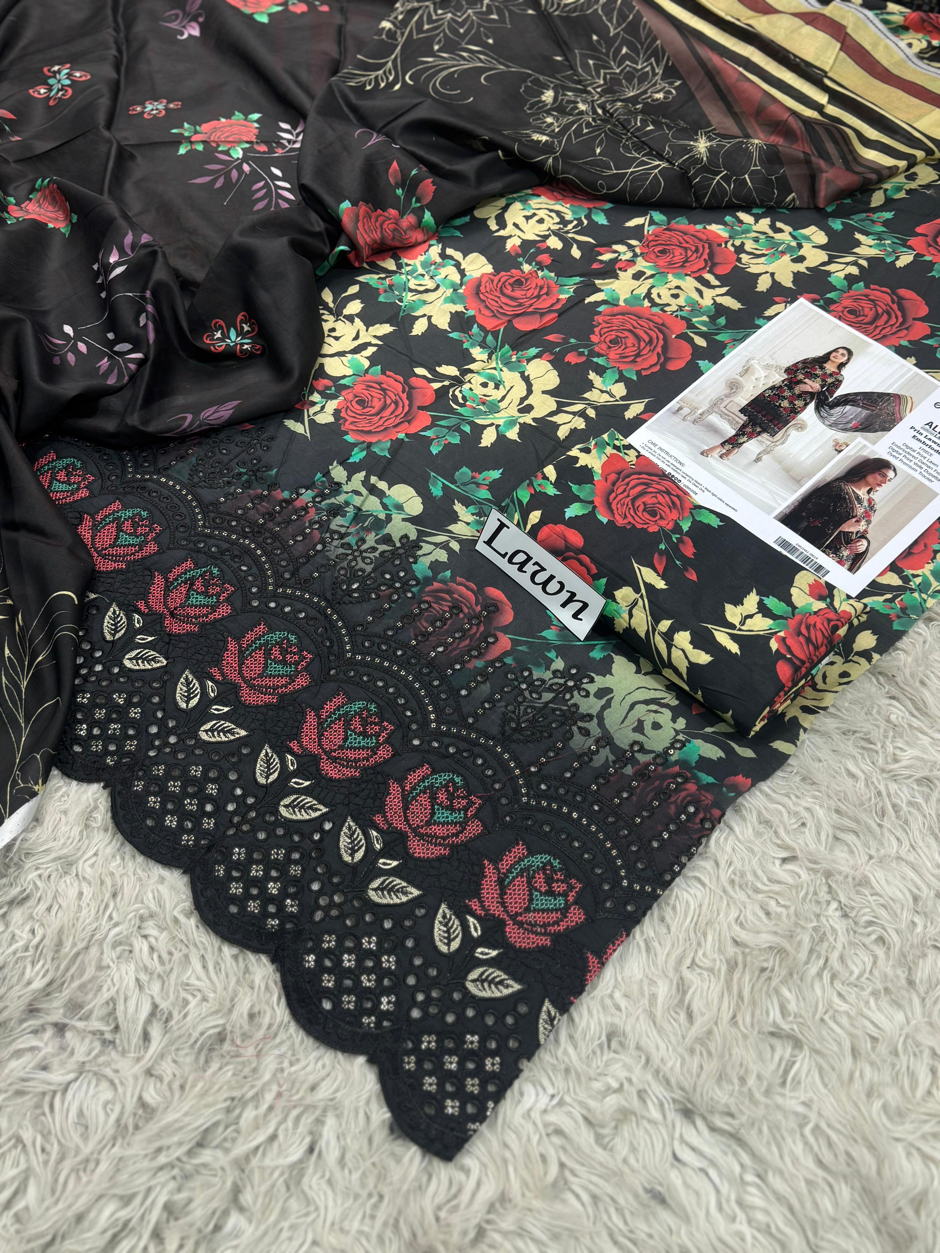 Night Rose Lawn 3PC Unstitched Suit – Summer Festive Collection